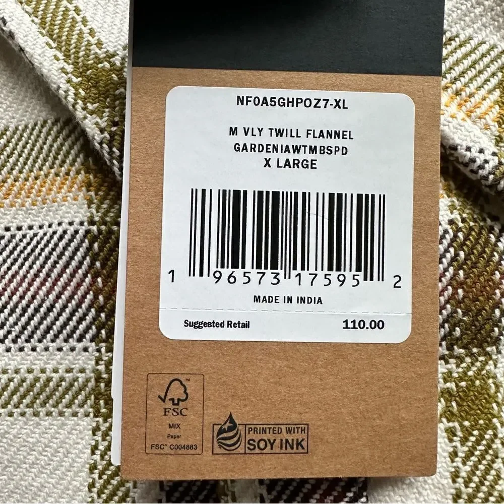 The North Face Valley Twill Flannel Shirt XL NWT